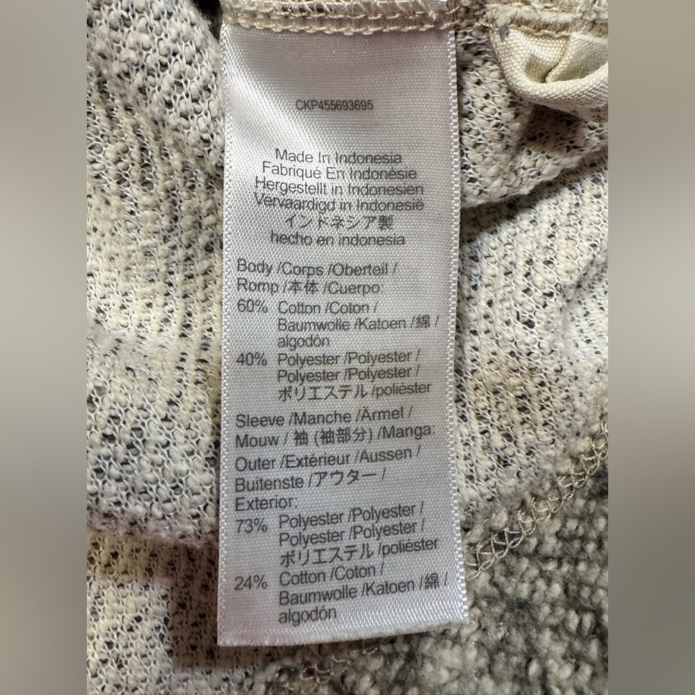 Madewell Quilted Sleeve Hoodie Sweatshirt Ivory/Gray Size Large Style #NB523 - Picture 4 of 9
